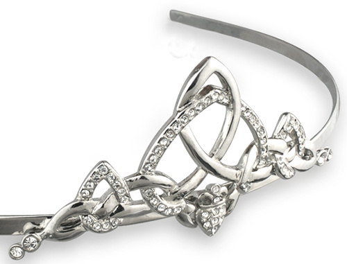 Solvar Rhodium Crystal Encrusted Claddagh Tiara