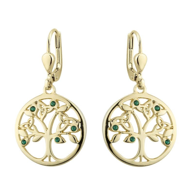 Solvar Tree of Life Drop Earrings (Gold Plated Rhodium)