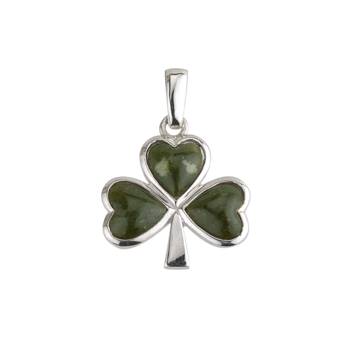 Solvar Sterling Silver Connemara Marble Shamrock Necklace
