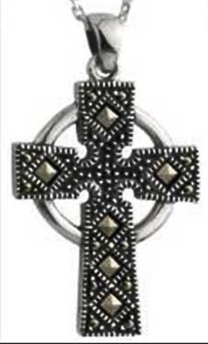 Solvar Sterling Silver Cross Necklace with Marcasite