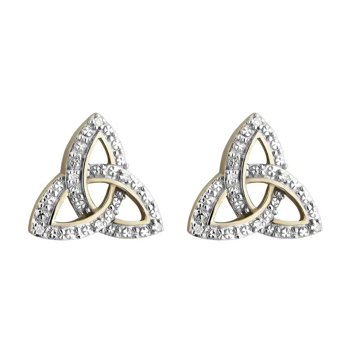 Solvar 10k Gold Diamond Set Trinity Knot Earrings