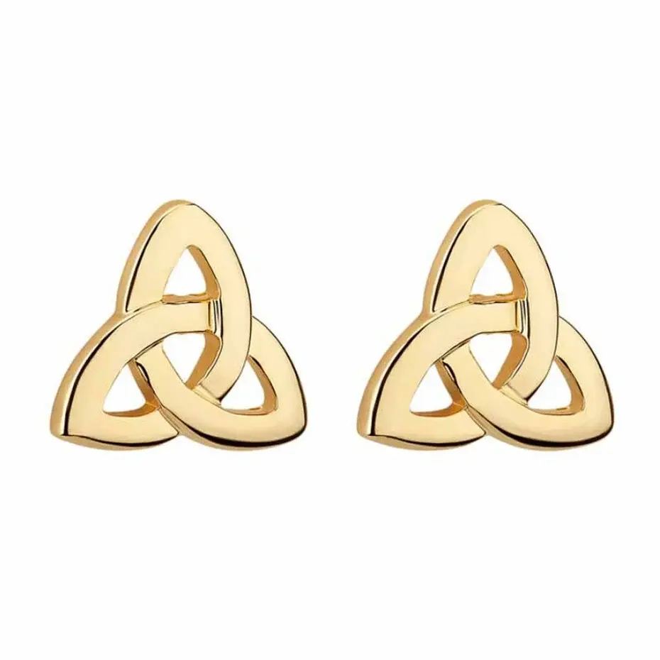 Solvar 18ct Gold Plated Trinity Stud Earrings (Large)