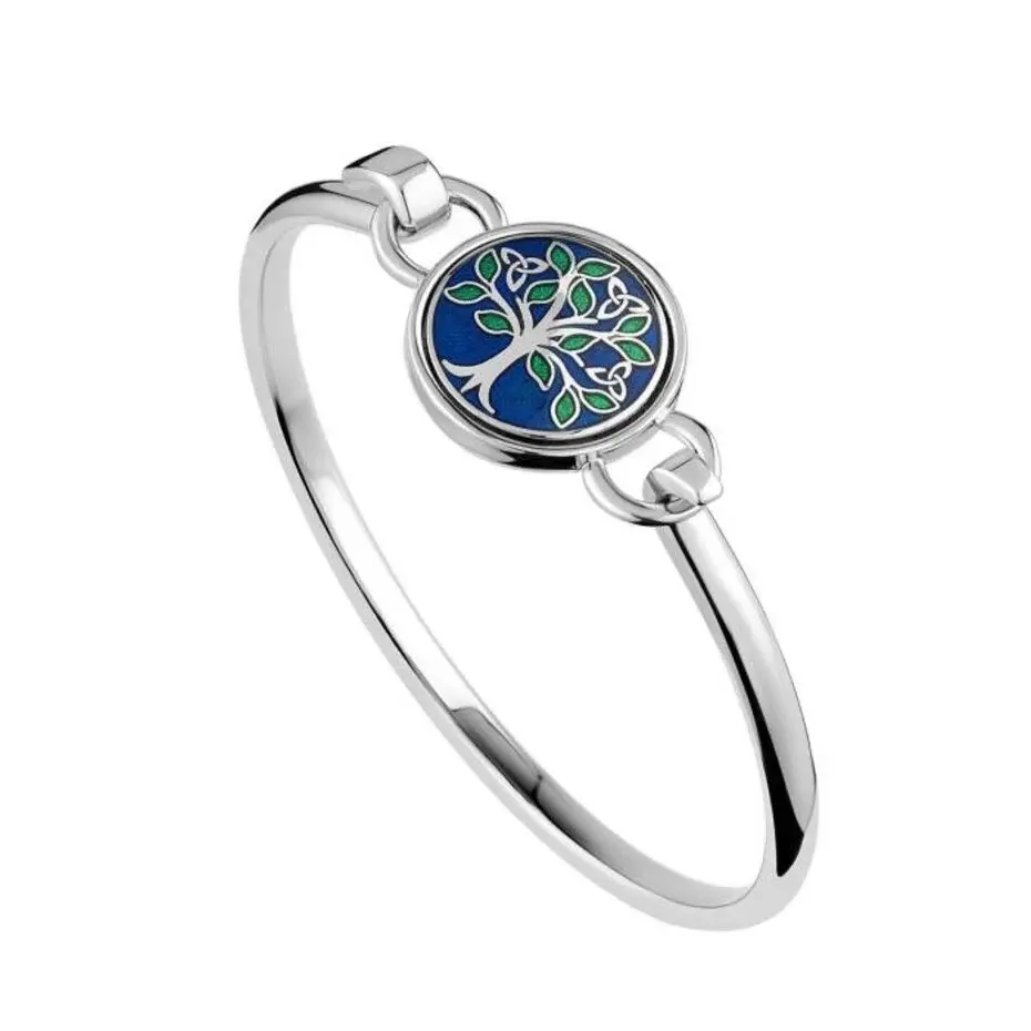 Solvar Book of Kells Rhodium Bangle Bracelet - Tree of Life