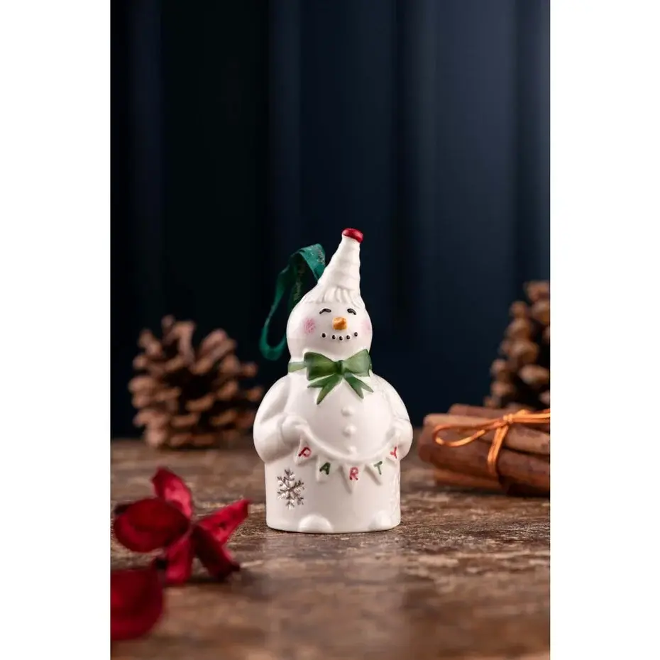 Belleek Party Snowman Ornament