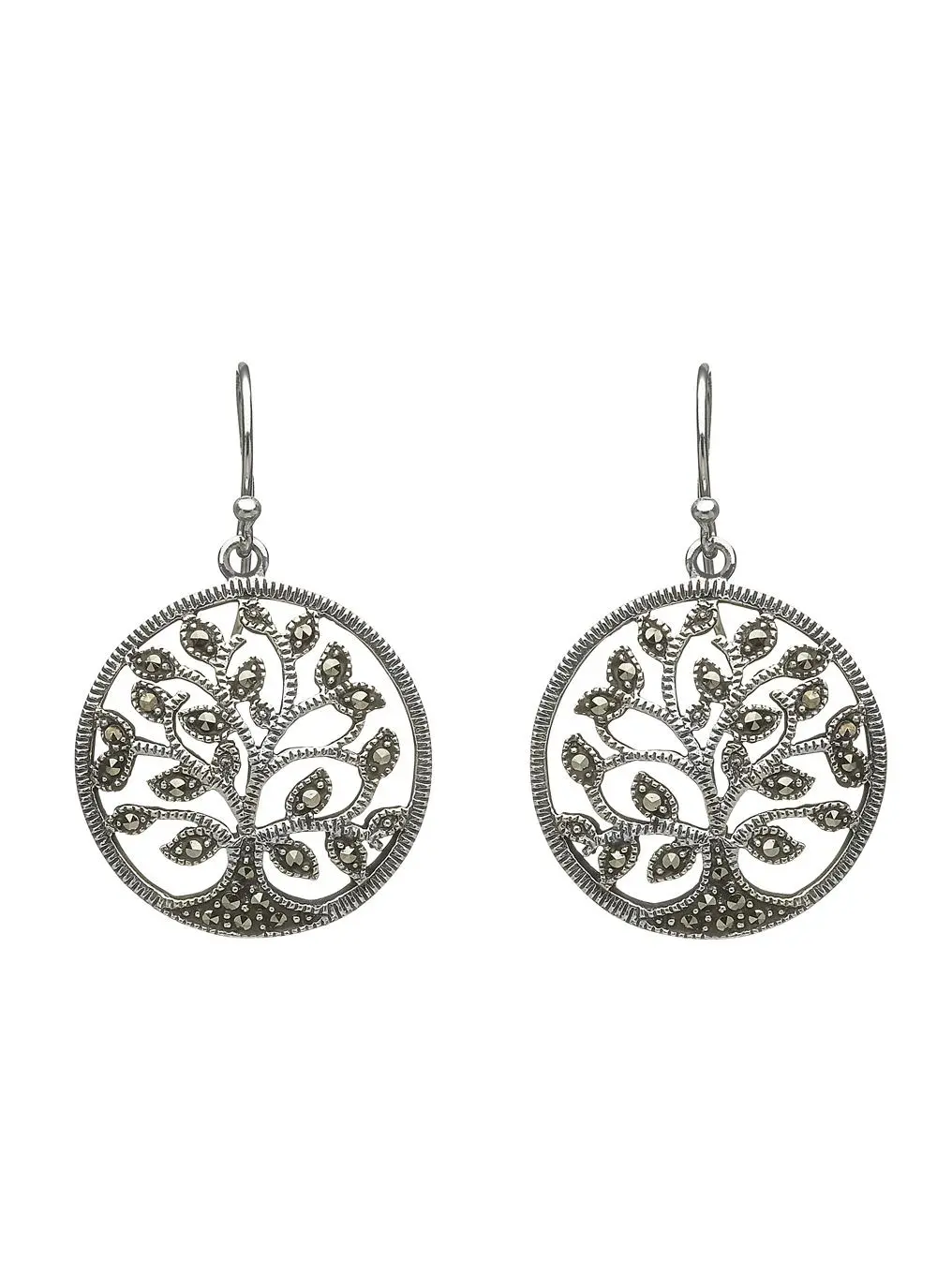 Anu Marcasite Tree of Life Drop Earrings