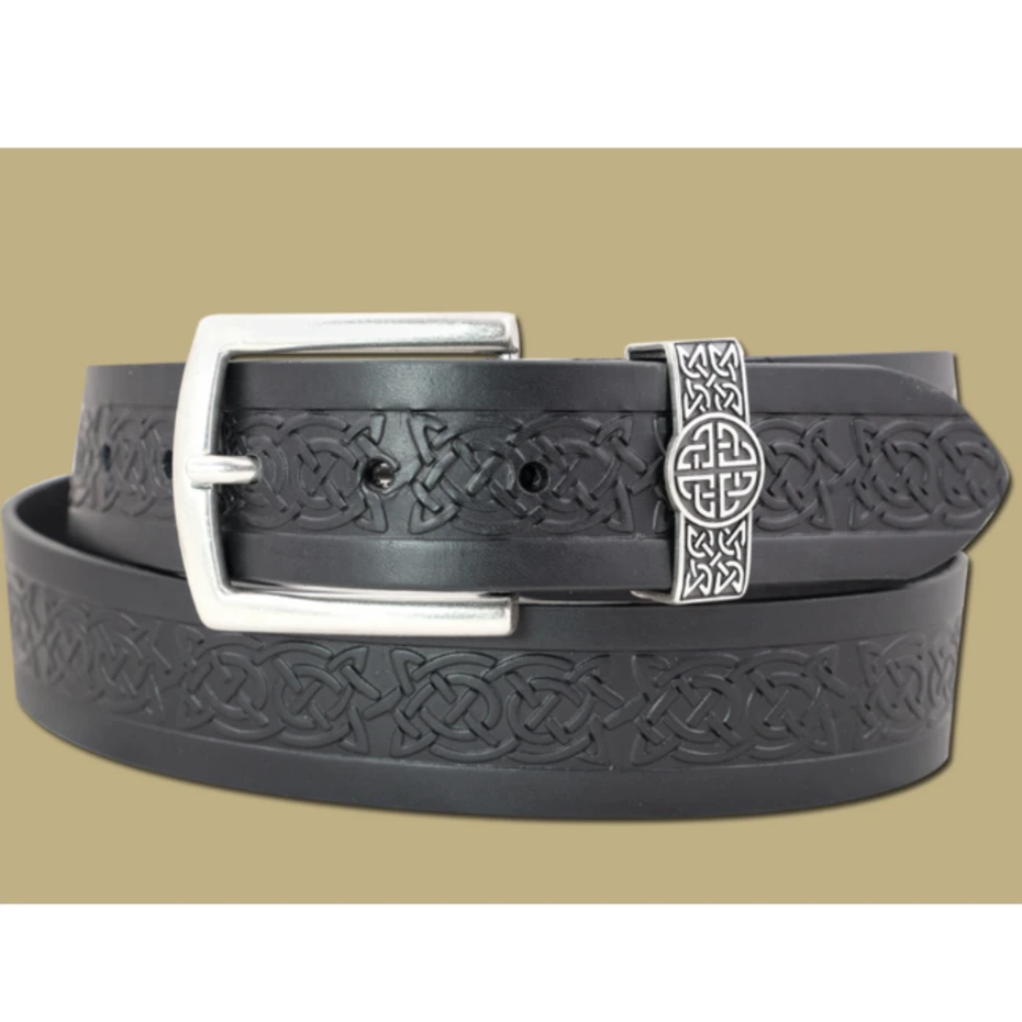 Lee River Asgard Knot Black Leather Belt