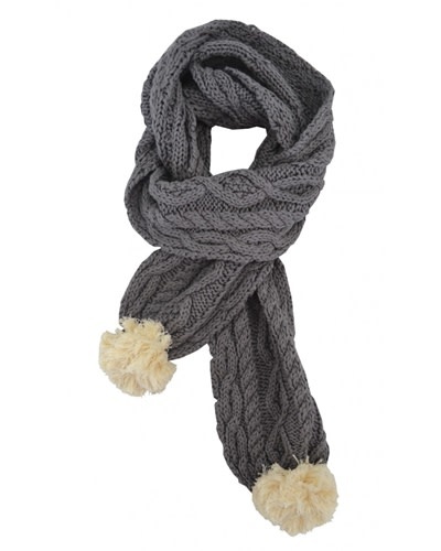 Patrick Francis Chunky Wool Scarf with PomPoms