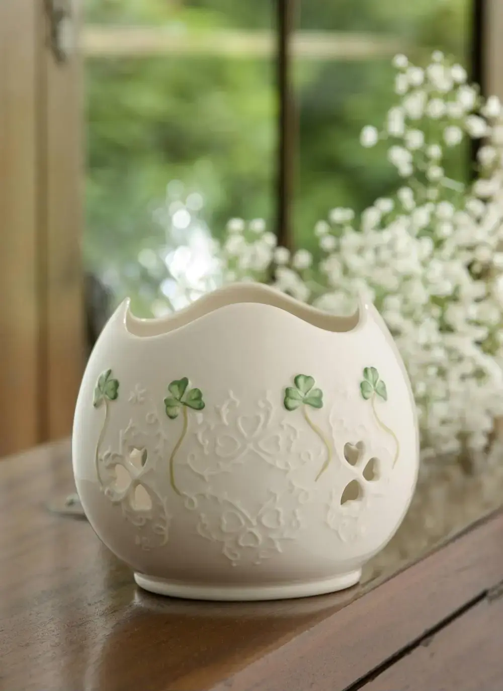 Belleek Shamrock Lace Votive Candle Holder