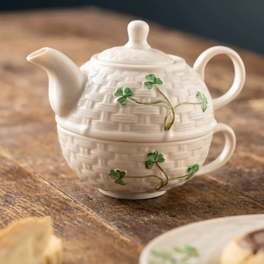 Belleek Shamrock Tea for One Set
