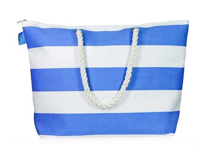 Inis Blue Striped Beach Bag