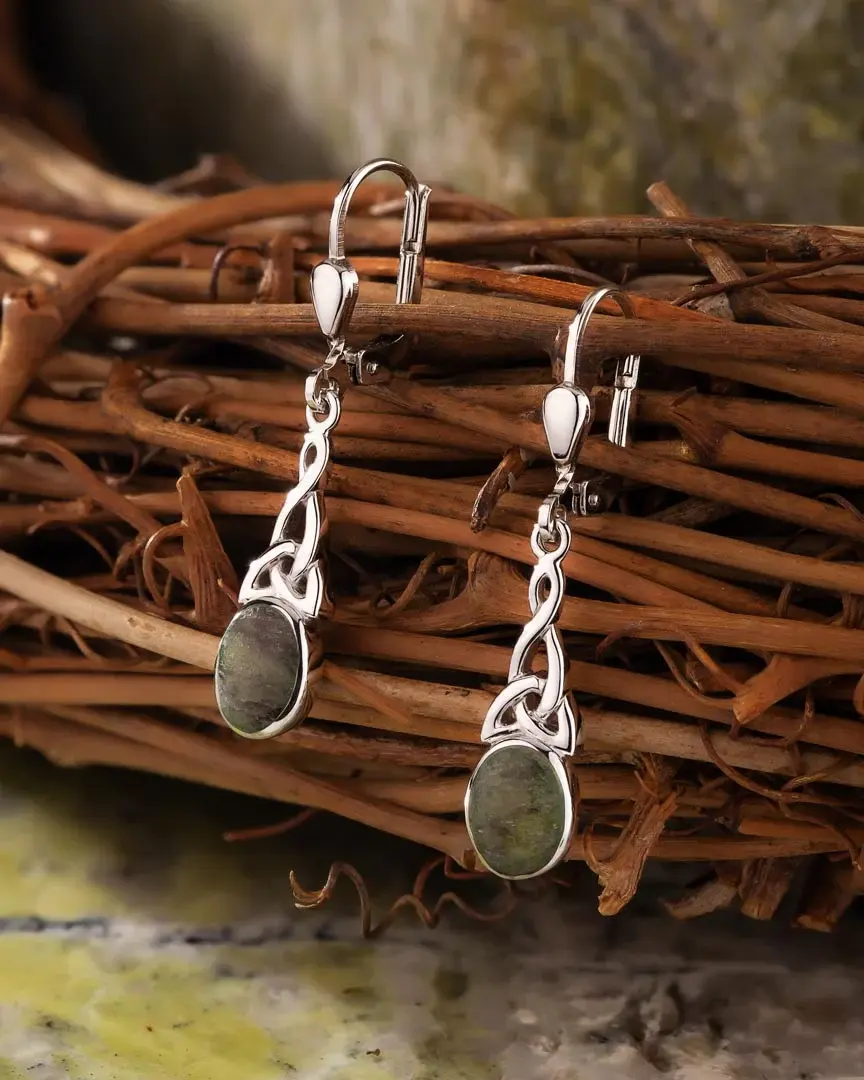 Solvar Connemara Marble Long Trinity Drop Earrings