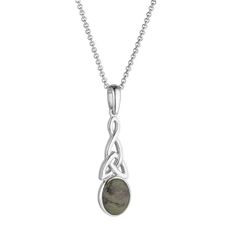 Solvar Connemara Marble Trinity Knot Long Necklace