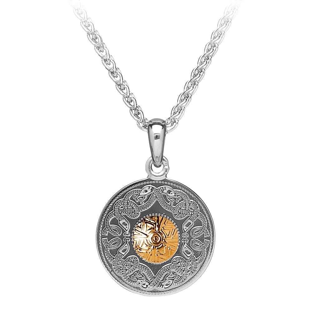 Boru Jewelry Celtic Warrior Medium Disc Necklace w/ 18k Gold Bead