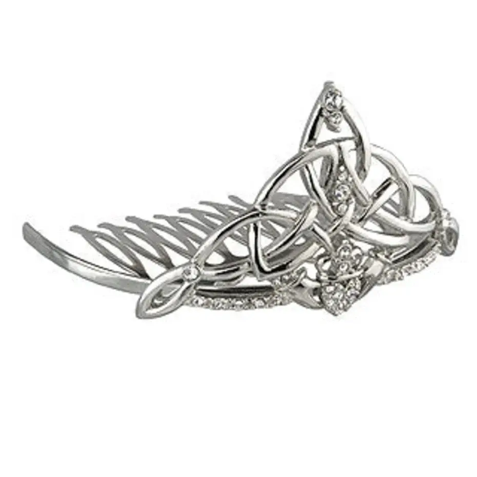 Solvar Crystal Encrusted Claddagh Comb / Tiara