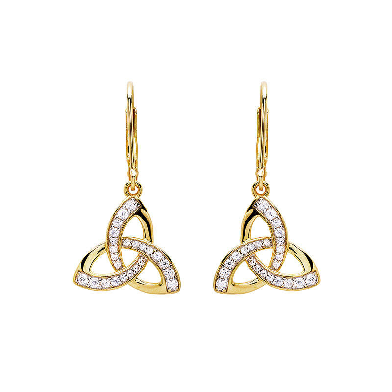 Shanore 14KT Gold Vermeil CZ Trinity Drop Earrings