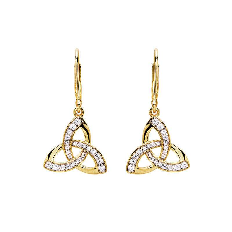 Shanore 14KT Gold Vermeil CZ Trinity Drop Earrings
