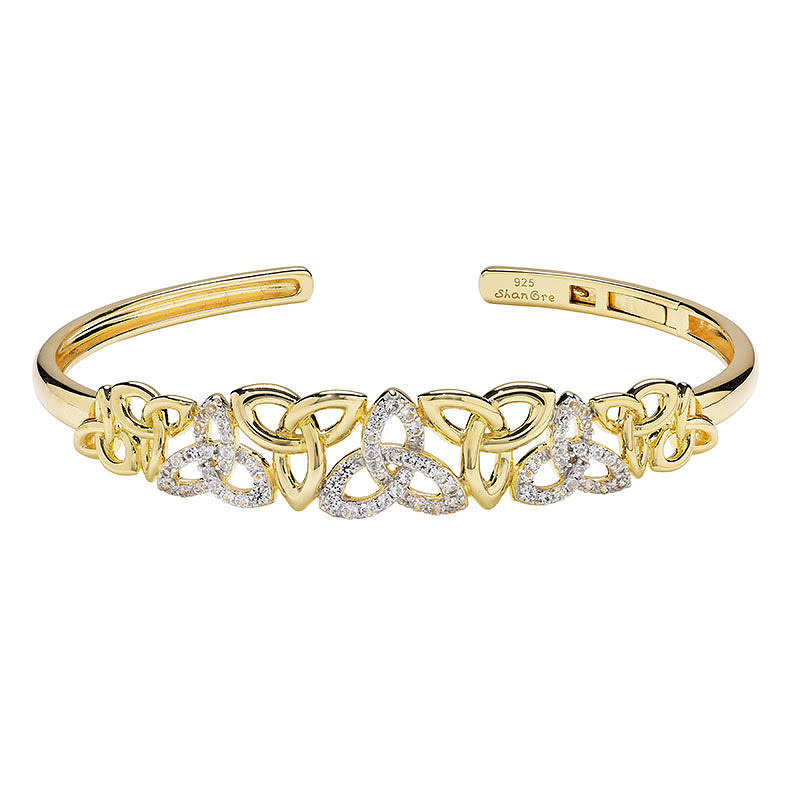 Shanore 14kt Gold Vermeil White Sapphire Trinity Bangle