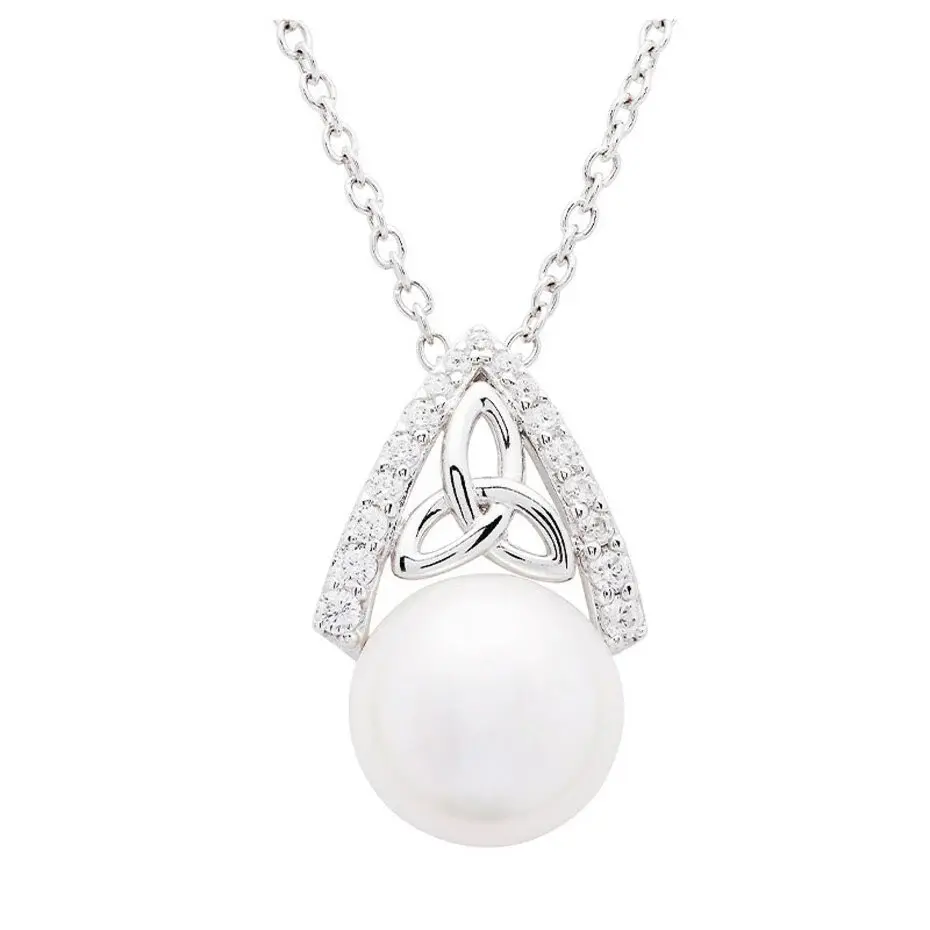 Shanore Trinity Knot Necklace with Pearl