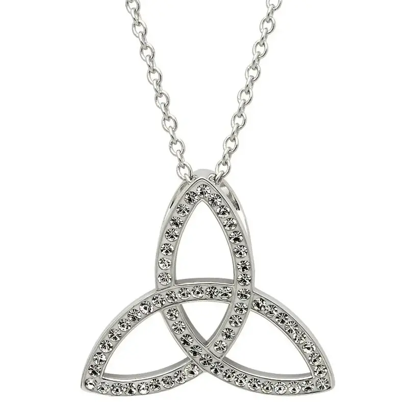 Shanore Sterling Silver White Swarovski Trinity Knot Necklace