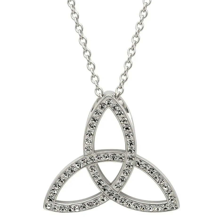 Shanore Sterling Silver White Swarovski Trinity Knot Necklace