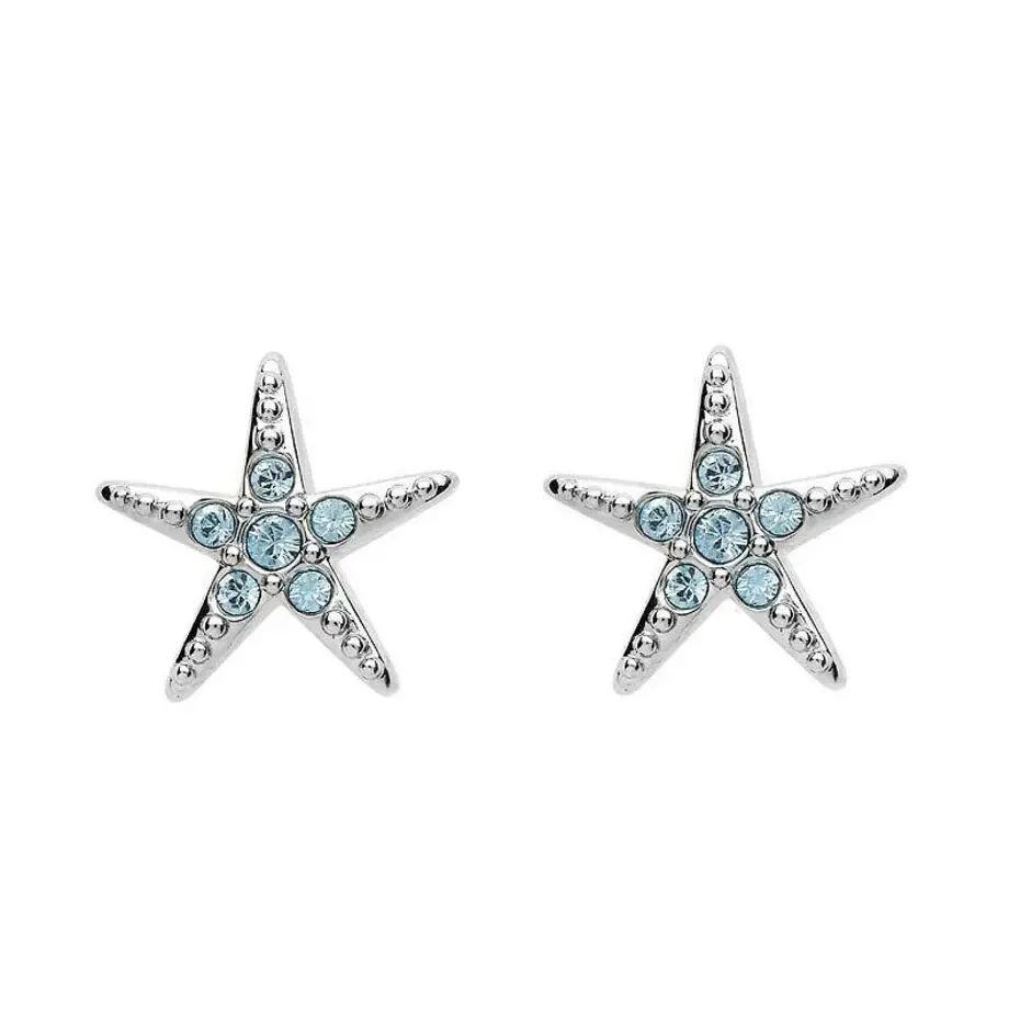 Shanore Sterling Silver Blue Starfish Studs