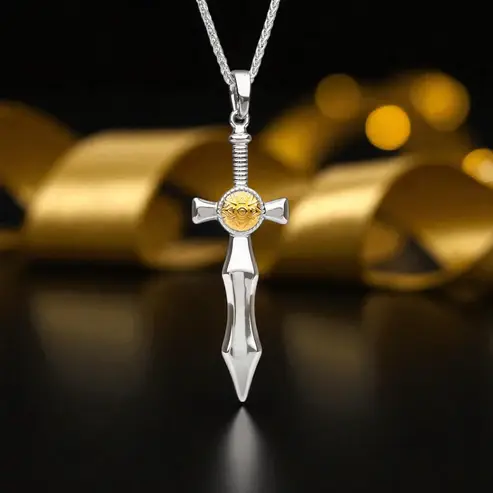 Boru Jewelry Sterling Silver + 18k Nuada Sword Necklace
