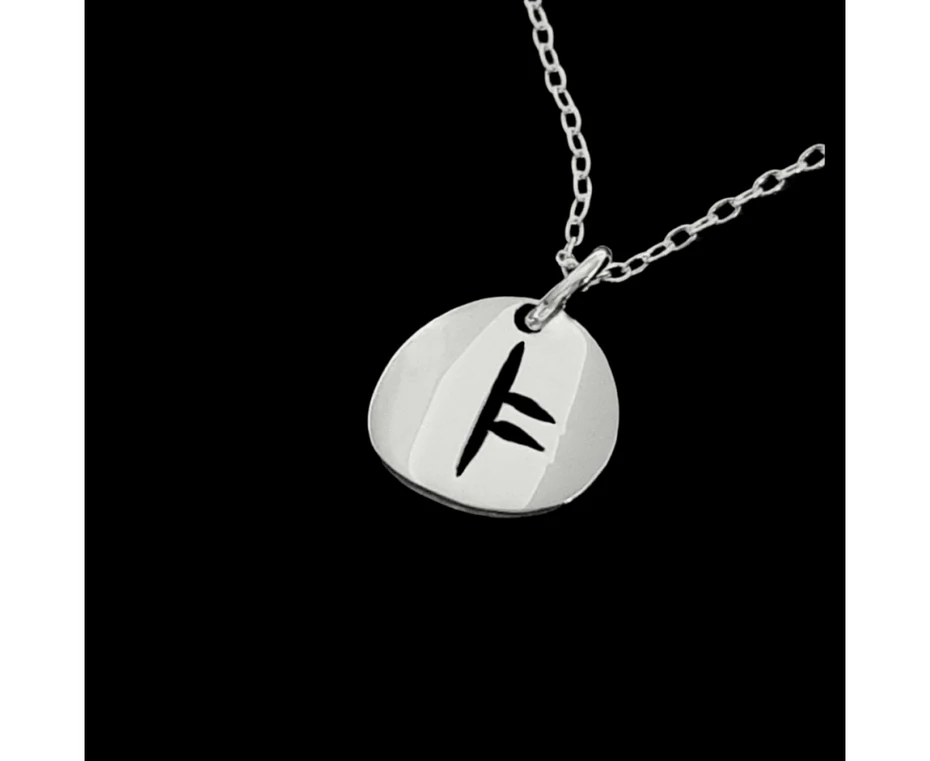 Arnua Sterling Silver Ogham Initial Necklace:
