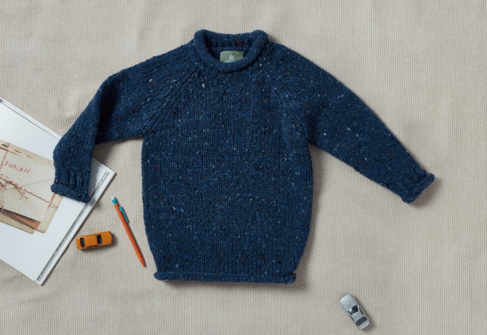 Aran Woollen Mills Children's Roll Neck Raglan Sweater