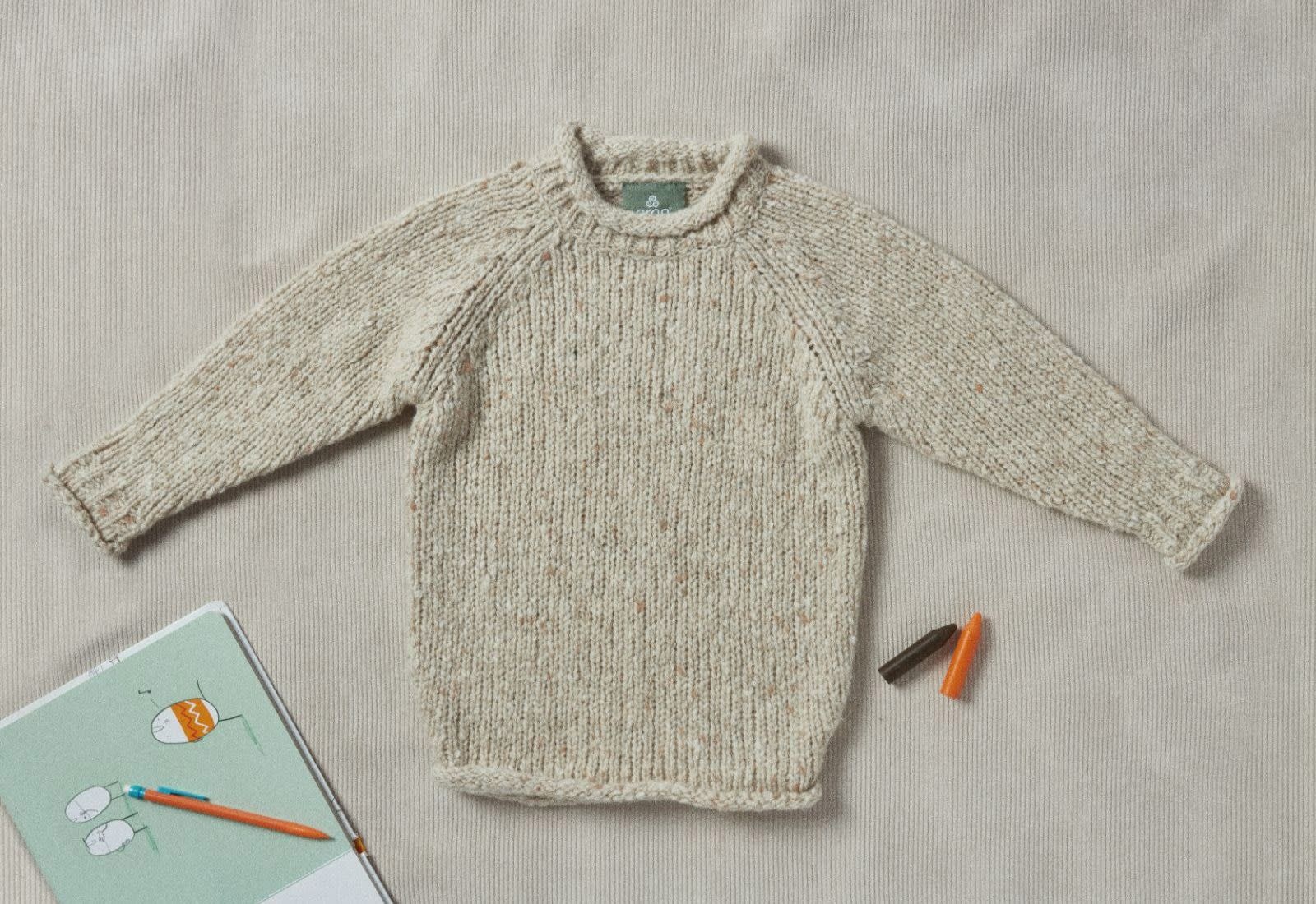 Aran Woollen Mills Children's Roll Neck Raglan Sweater