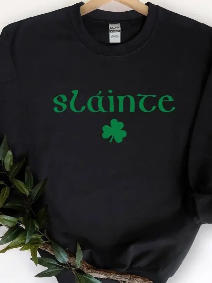 "Slainte" and Shamrock Black Sweatshirt