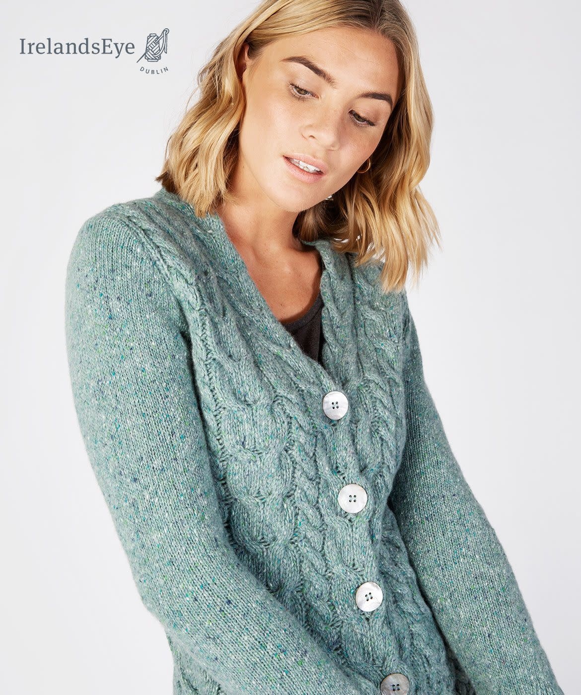 IrelandsEye Knitwear Horseshoe Cable Cardigan