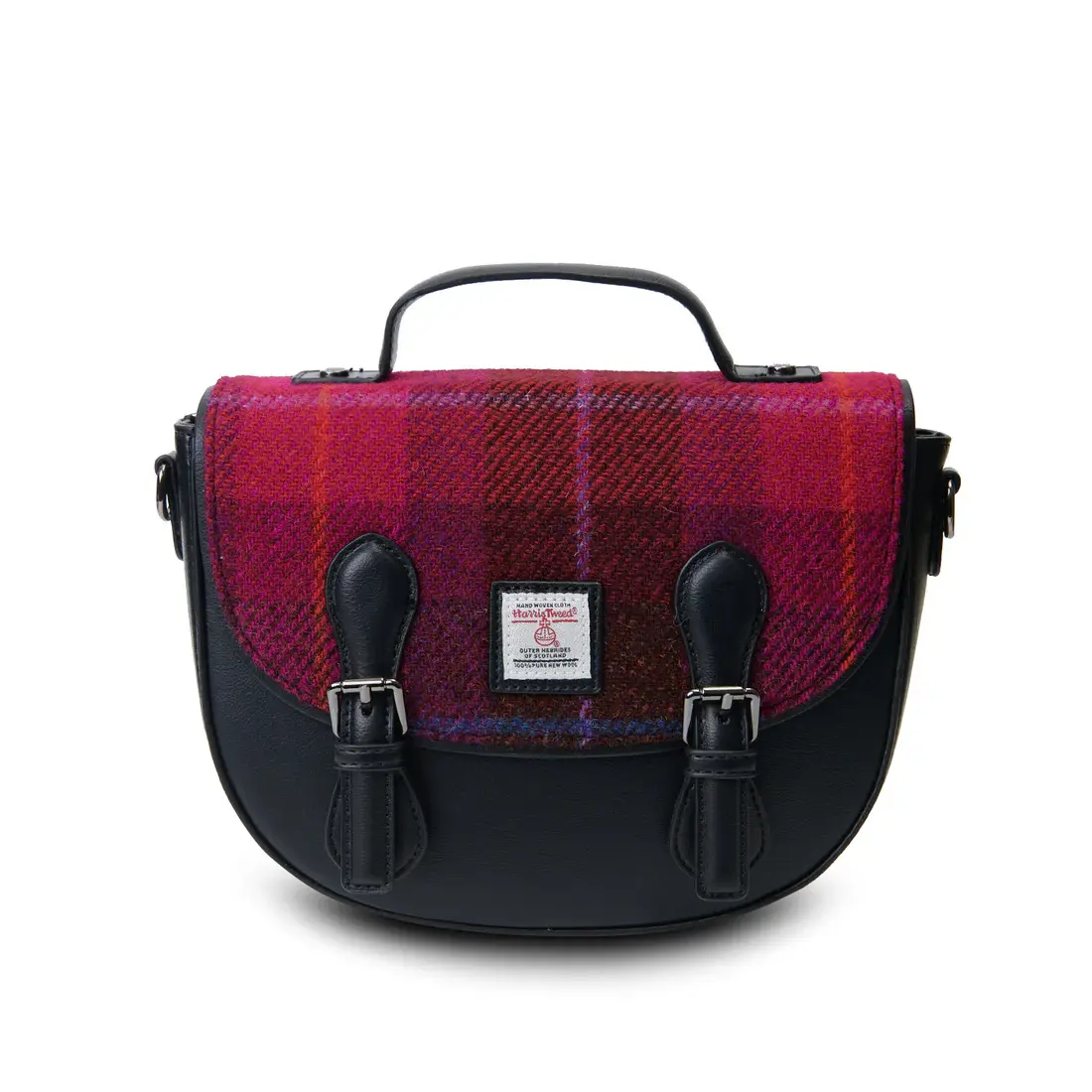 Islander Medium Cobble Satchel: Fuschia Tartan