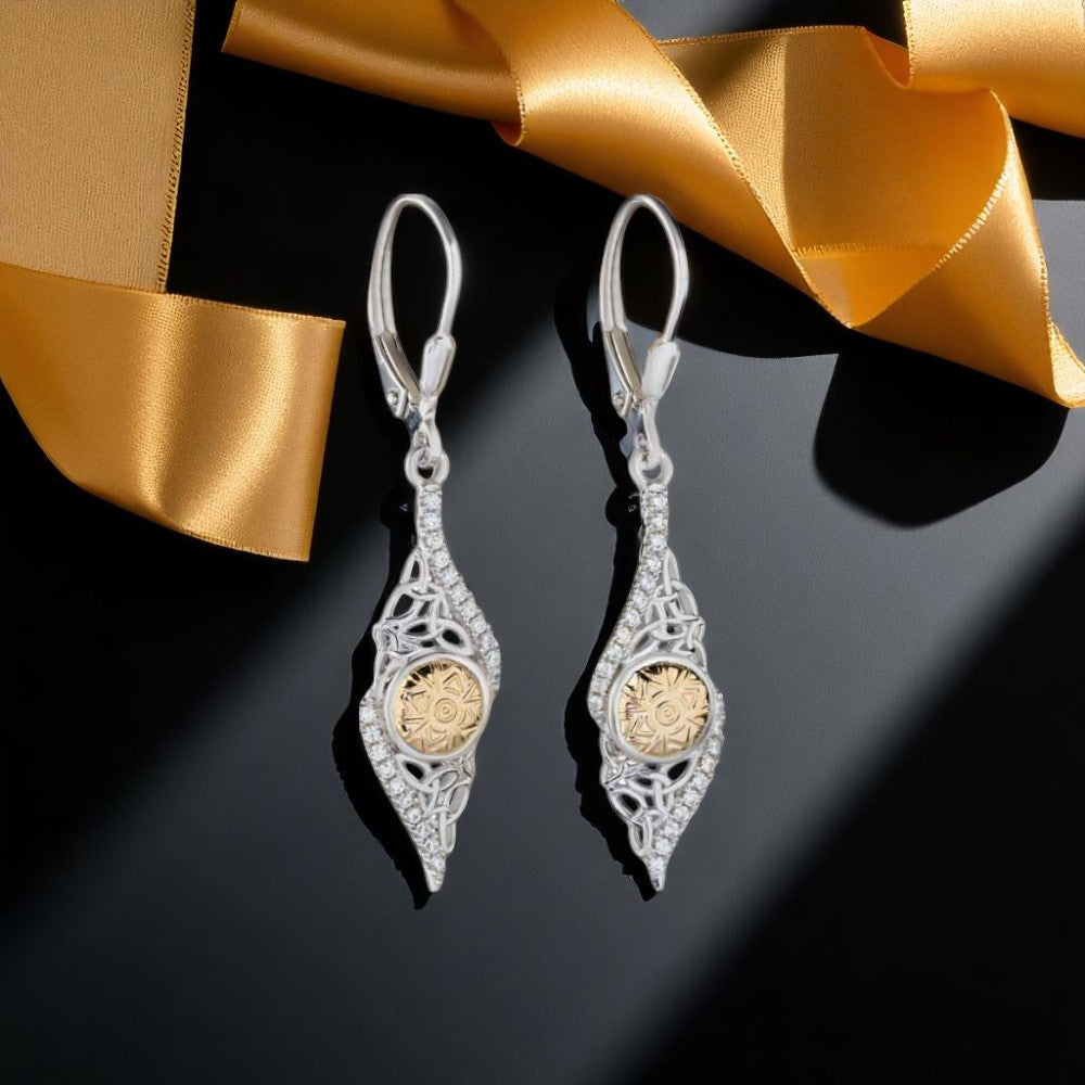 Boru Jewelry Silver Solstice Earring Twisted Trinity with 18K Bead Drop