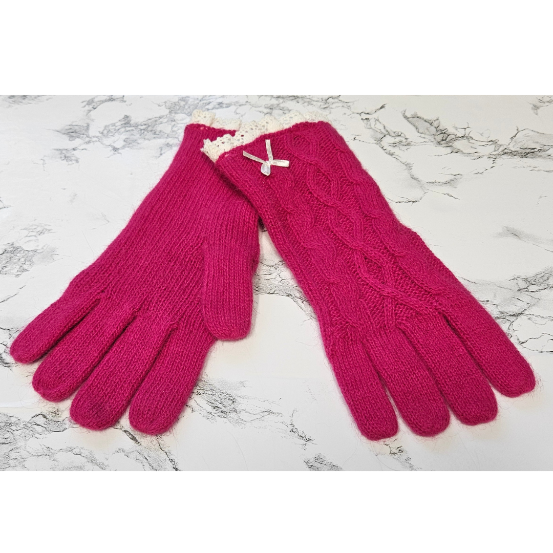 Patrick Francis Wool & Lace Cable Knit Gloves *Final Sale*