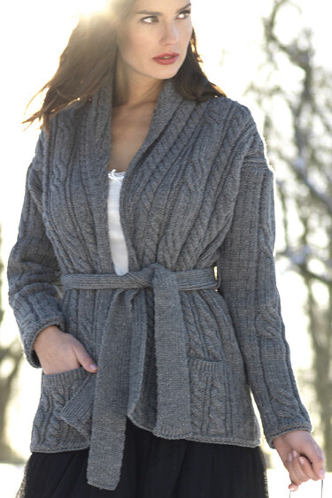 Aran Woollen Mills Wool Shawl Collar Cardigan w/ Belt *Final Sale*