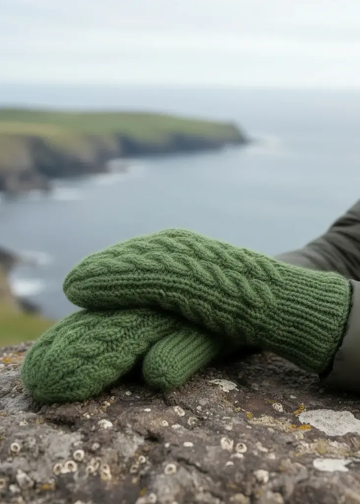 Erin Knitwear Aran Cable Knit Mittens