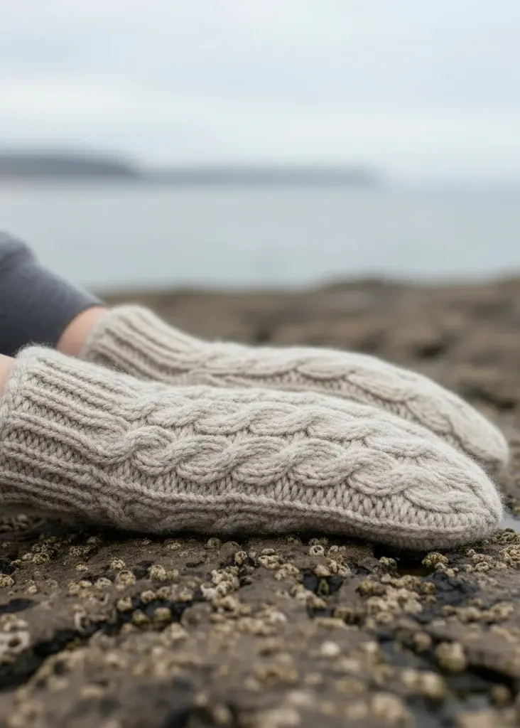 Erin Knitwear Aran Cable Knit Mittens
