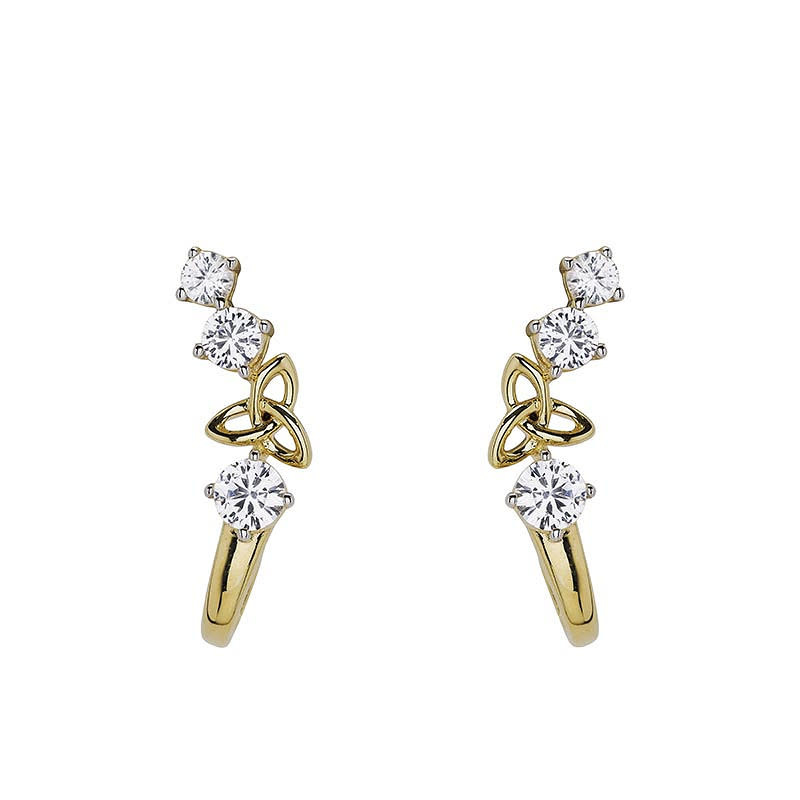 Shanore 14kt Gold Vermeil Trinity Knot White Sapphire Earrings