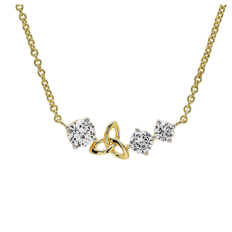 Shanore 14kt Gold Vermeil Trinity Knot White Sapphire Necklace