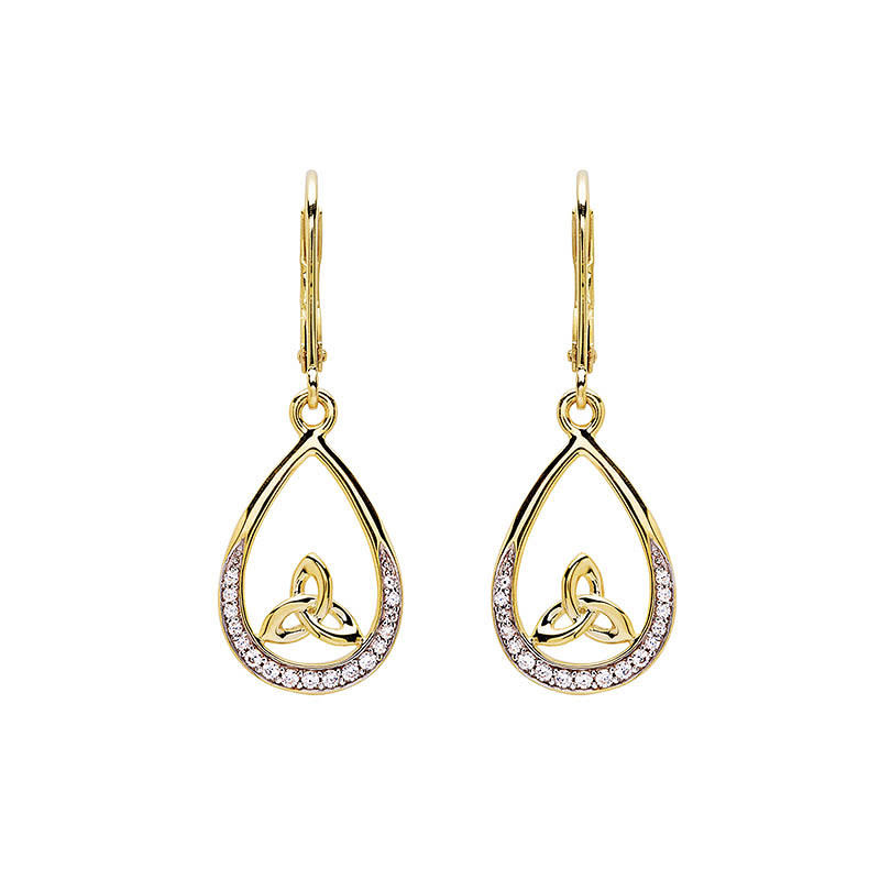 Shanore 14kt Gold Vermeil Trinity Knot White Sapphire Earrings