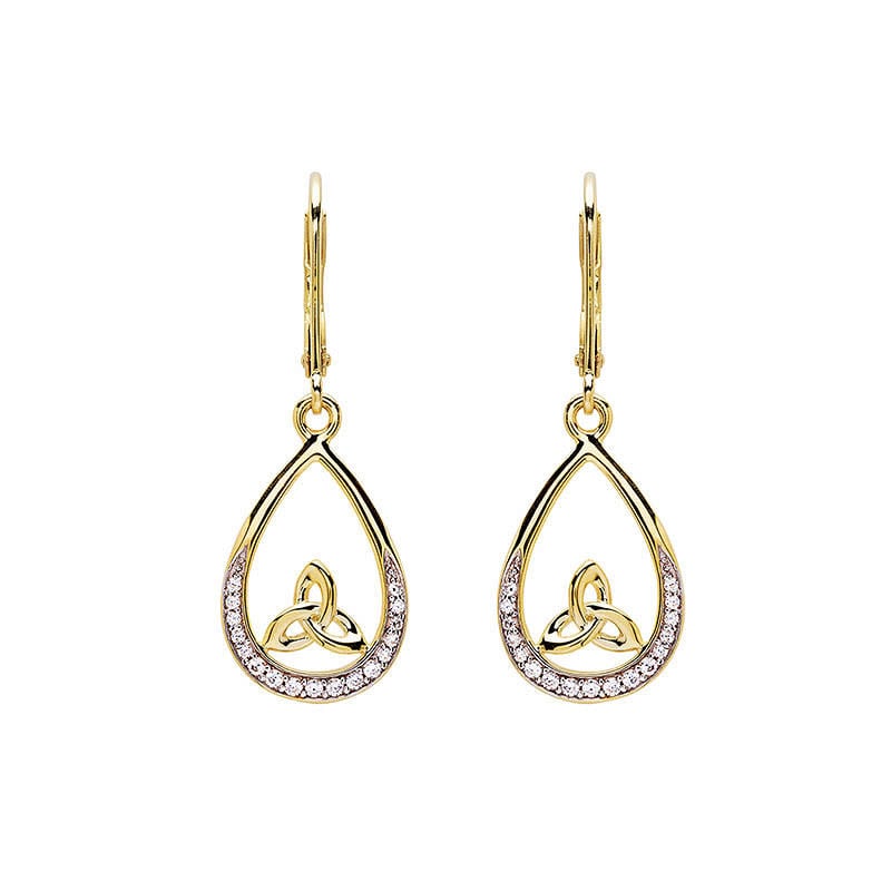 Shanore 14kt Gold Vermeil Trinity Knot White Sapphire Earrings