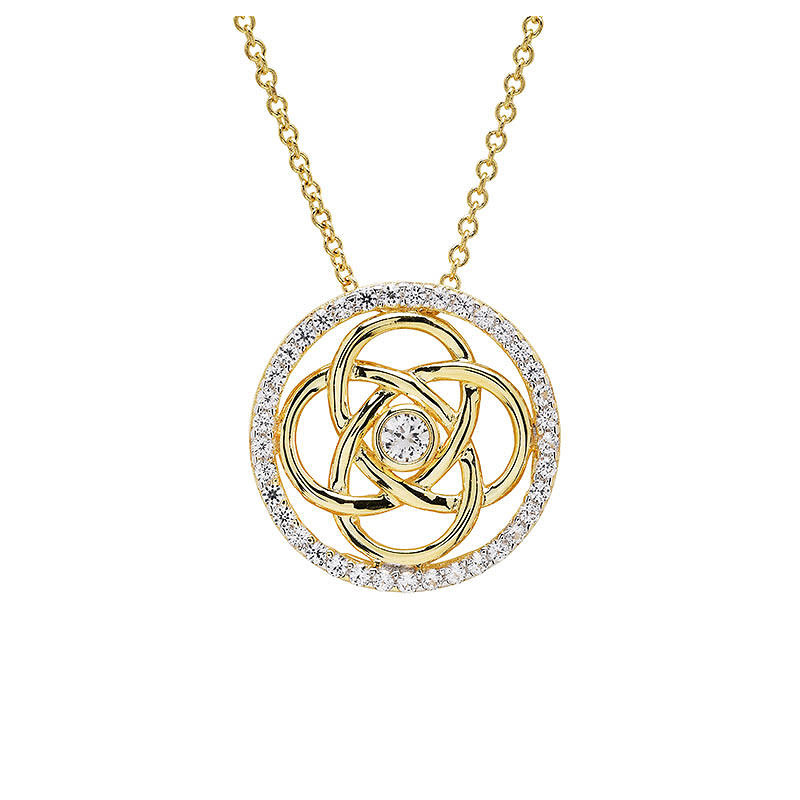 Shanore 14kt Gold Vermeil Celtic Necklace with White Sapphire