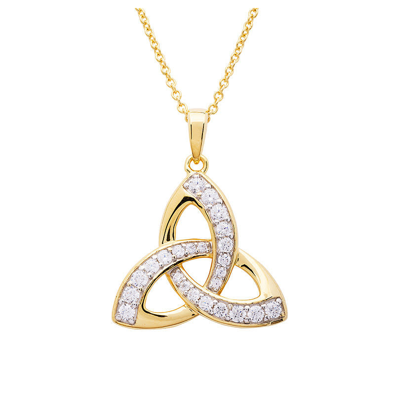 Shanore 14kt Gold Vermeil Trinity Necklace w/ Crystals