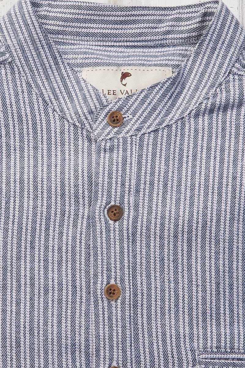 Lee Valley Ireland Grey Stripe Flannel Irish Collarless Grandad Shirt