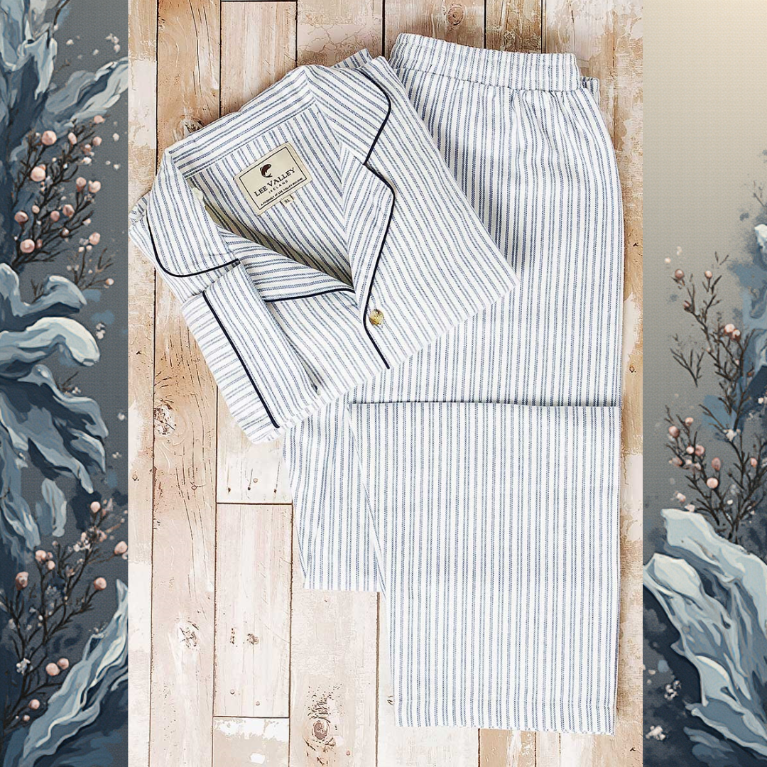 Lee Valley Ireland Flannel Pajamas - Blue Stripe