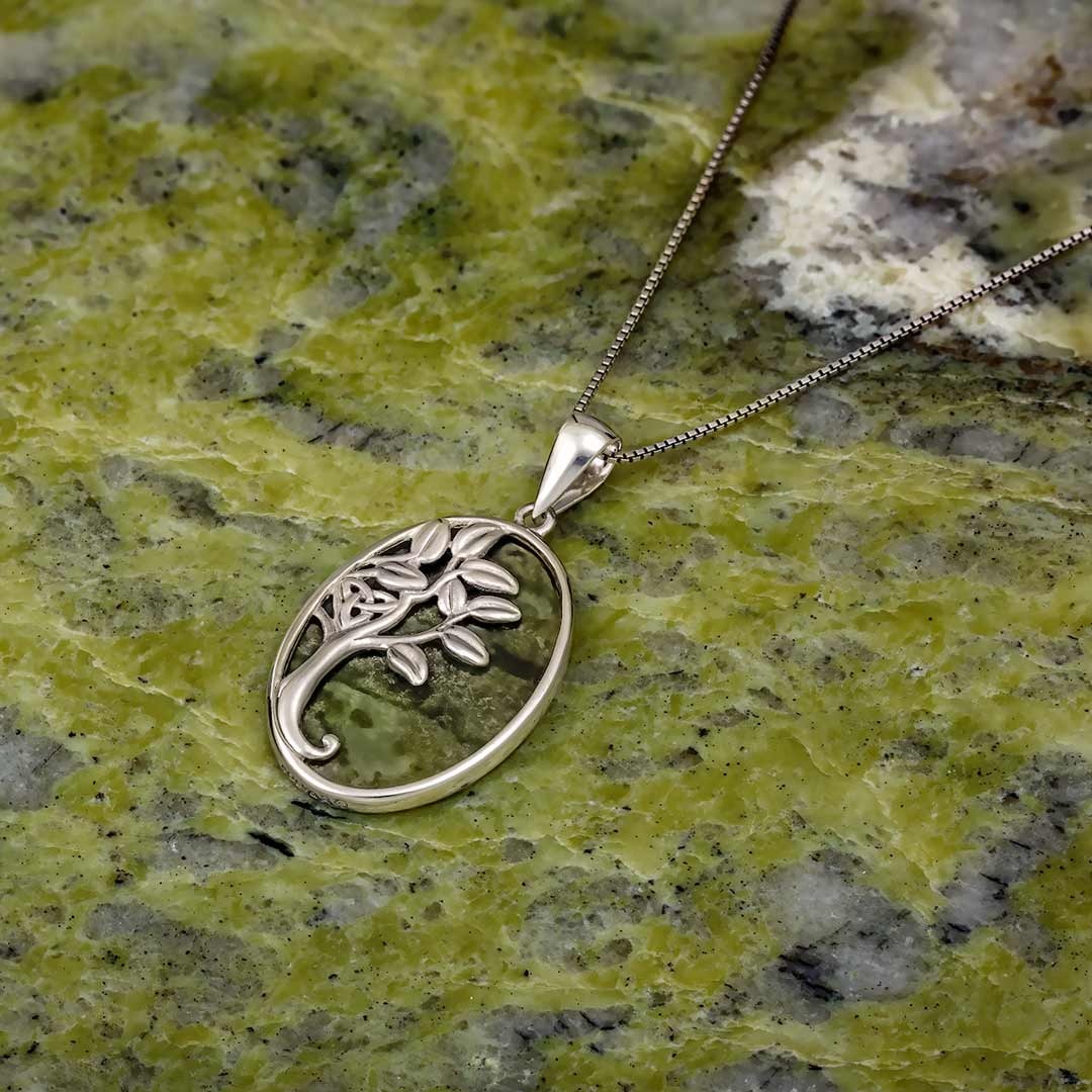 Solvar Silver Connemara Marble Tree of Life Necklace