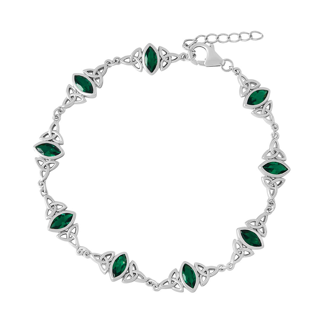 Solvar Trinity Knot Bracelet with Green Stones