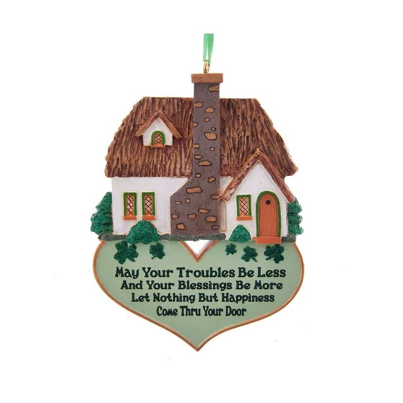Kurt Adler Irish Cottage - Home Blessing Ornament