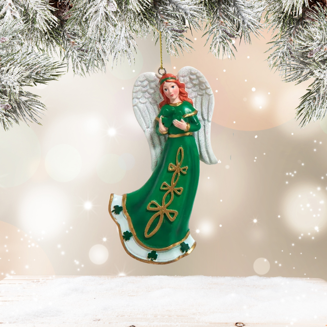 Kurt Adler Irish Angel Ornament - Shamrock