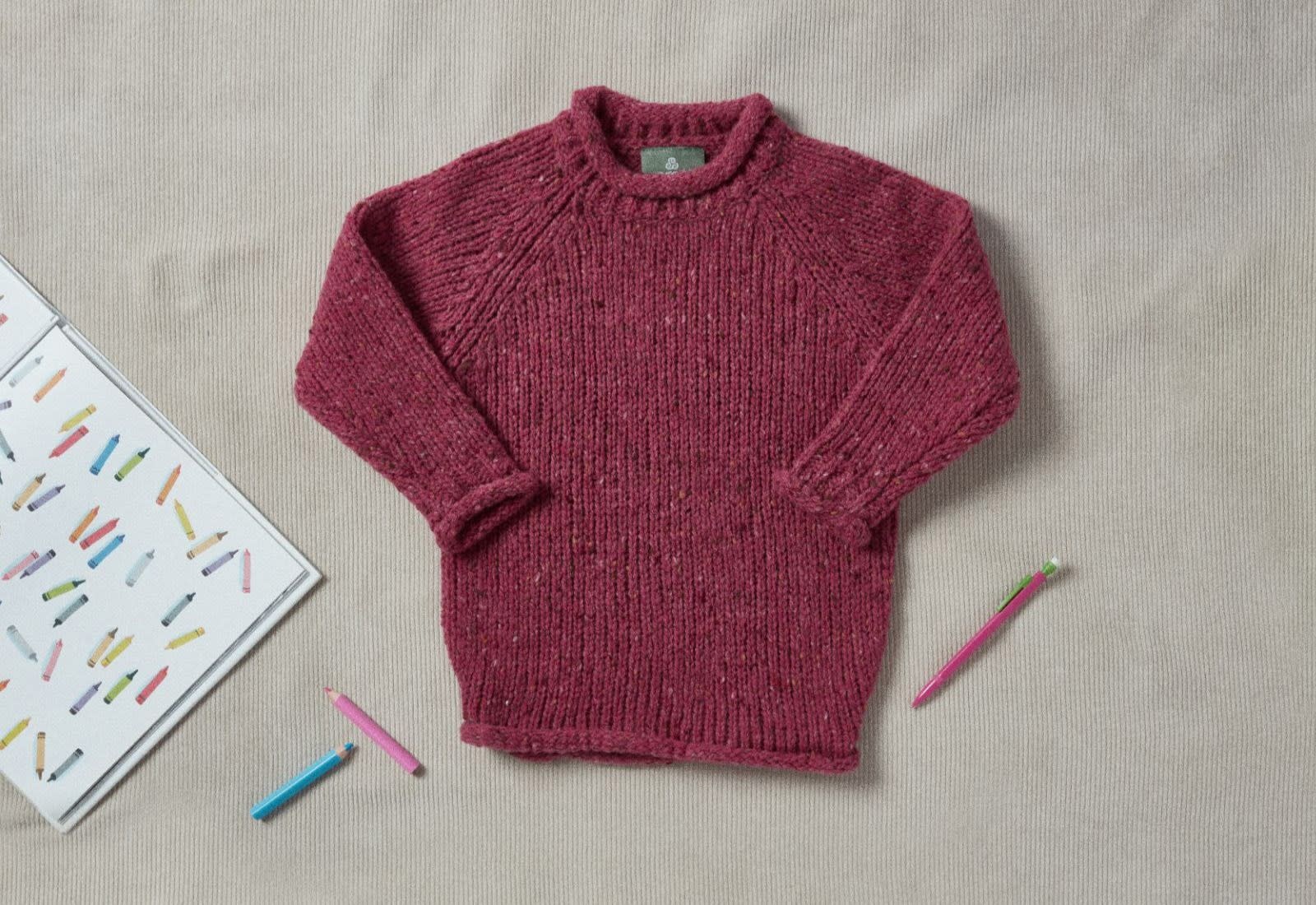 Aran Woollen Mills Children's Roll Neck Raglan Sweater